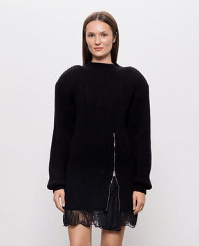 Giuseppe Di Morabito Milano Black wool dress with lace 07PFKND41116759