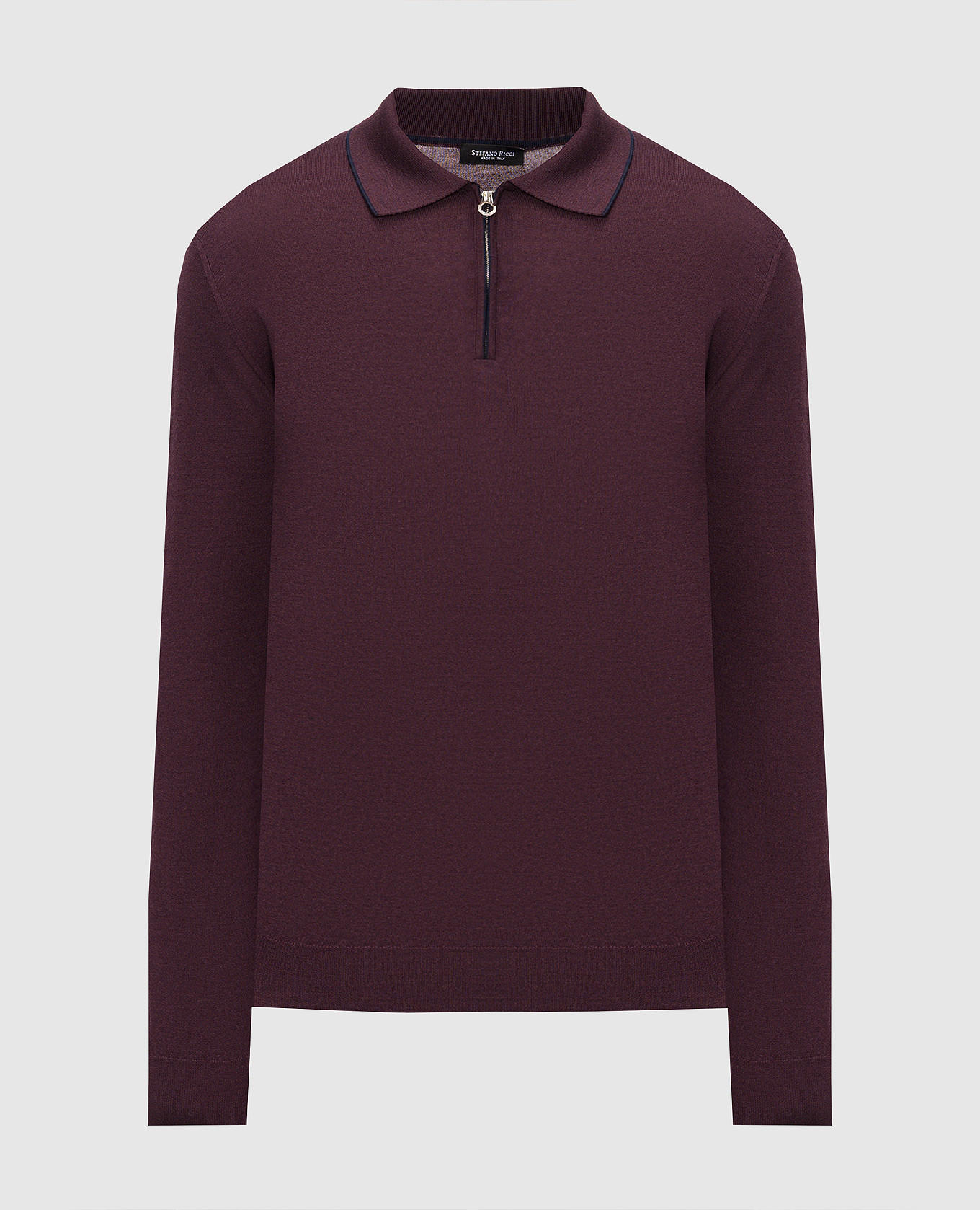 Purple wool, silk and cashmere polo with monogram