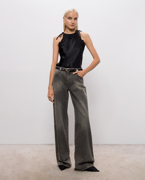Ermanno Scervino Black silk top D492L351RNXE