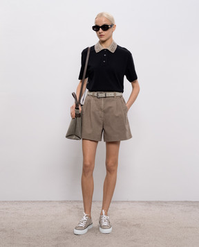 Brunello Cucinelli Brown denim shorts with linen ML996P5761