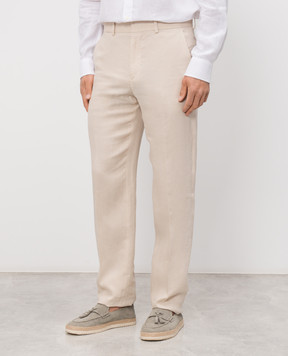 Agnona Beige linen pants T710U1YU3049