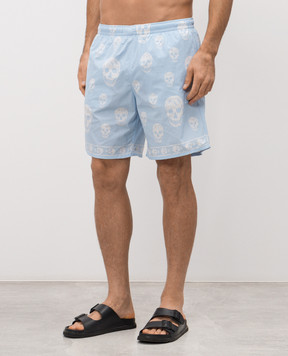 Alexander McQueen Blue printed swim shorts 8472614419Q