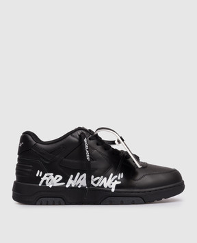 Off-White Black Leather Sneakers Out Of Office For Walking OMIA189C99LEA01A
