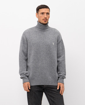 Sporty & Rich Gray wool sweater with monogram embroidery WS08262302GY04