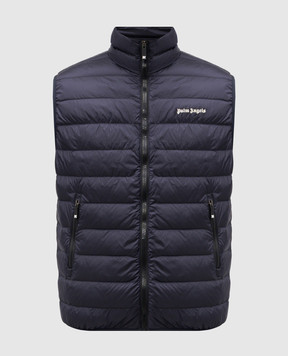 Palm Angels Blue down vest with logo PMEX009S24FAB001