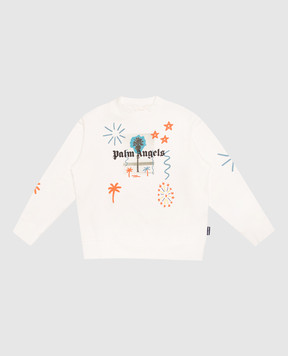 Palm Angels Children's white sweatshirt with print F6PAJBSW096