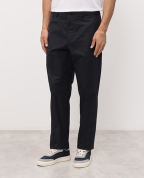 Moncler Blue pants with logo patch L10912A0002154ARP
