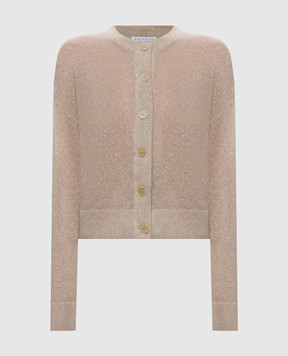 Brunello Cucinelli Beige cardigan with lurex MBG775506