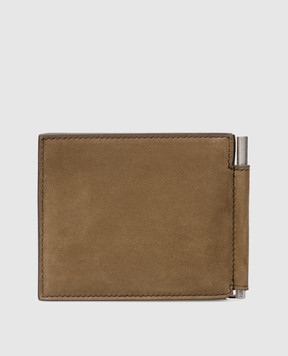 Tom Ford Brown nubuck cardholder with logo Y0231LCL504S