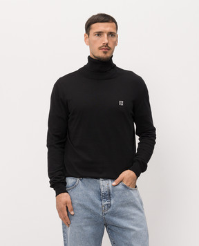 Balmain Black silk golf with emblem HH1KH050KJ53