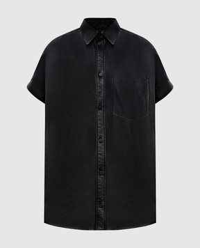 Balenciaga Black leather shirt with short sleeves 861044TLS06