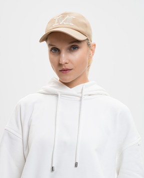 Max Mara Beige MXARIBALDO cap with embroidered monogram logo MXARIBALDO