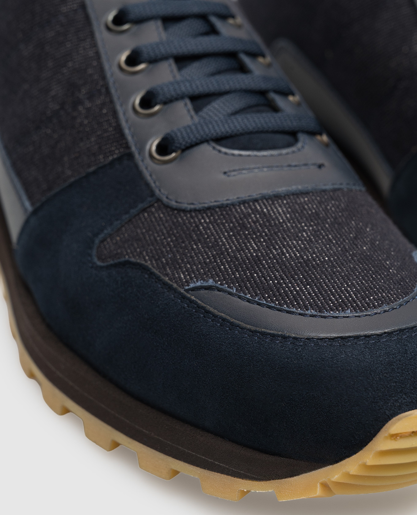 Blue combination sneakers with embroidered emblem ISAIA 5