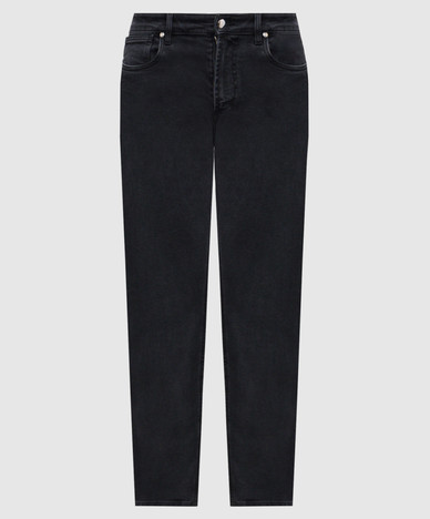 Jeans grigi con toppa con logo