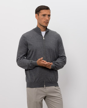 Brunello Cucinelli Grey wool and cashmere cardigan M2400106