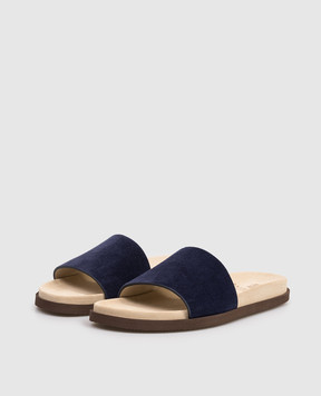 Brunello Cucinelli Blue suede flip-flops MZUSOLY236