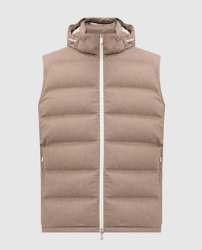 Brunello Cucinelli Brown down vest made of wool MQ4631608
