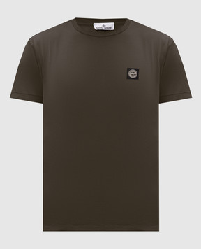 Stone Island Khaki T-shirt with logo patch L2S152100027S0013