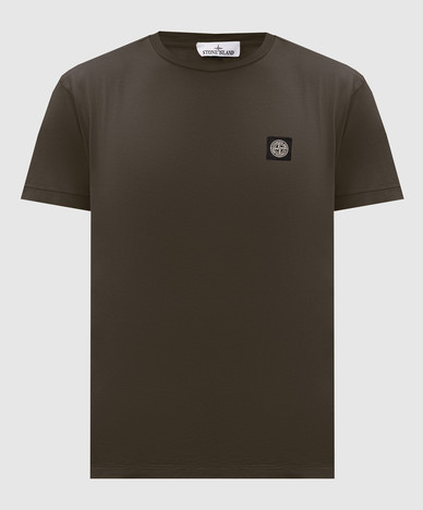 Khaki T-shirt with logo patch