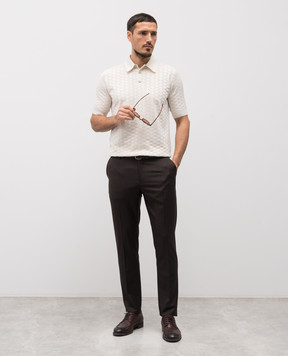 Dolce&Gabbana White patterned silk polo shirt GXZ02ZJBSOF