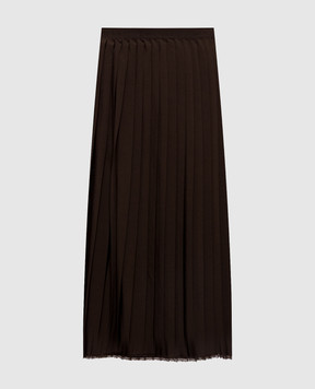 Twinset Brown pleated skirt with lace 262TP2350