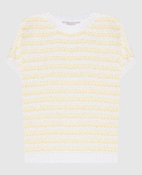Peserico Yellow striped top with sequins S99194F039110A