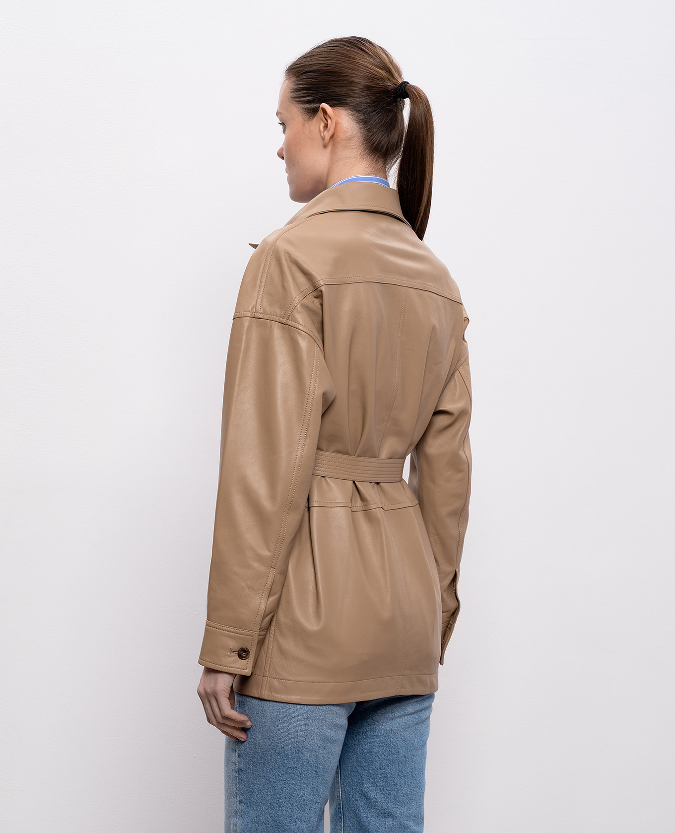 

Beige leather jacket Yves Salomon