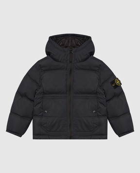 Stone Island Children's blue down jacket with logo patch L2S164100005S048314