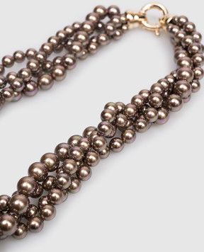 Madreperla Brown layered necklace with pearl beads 212348