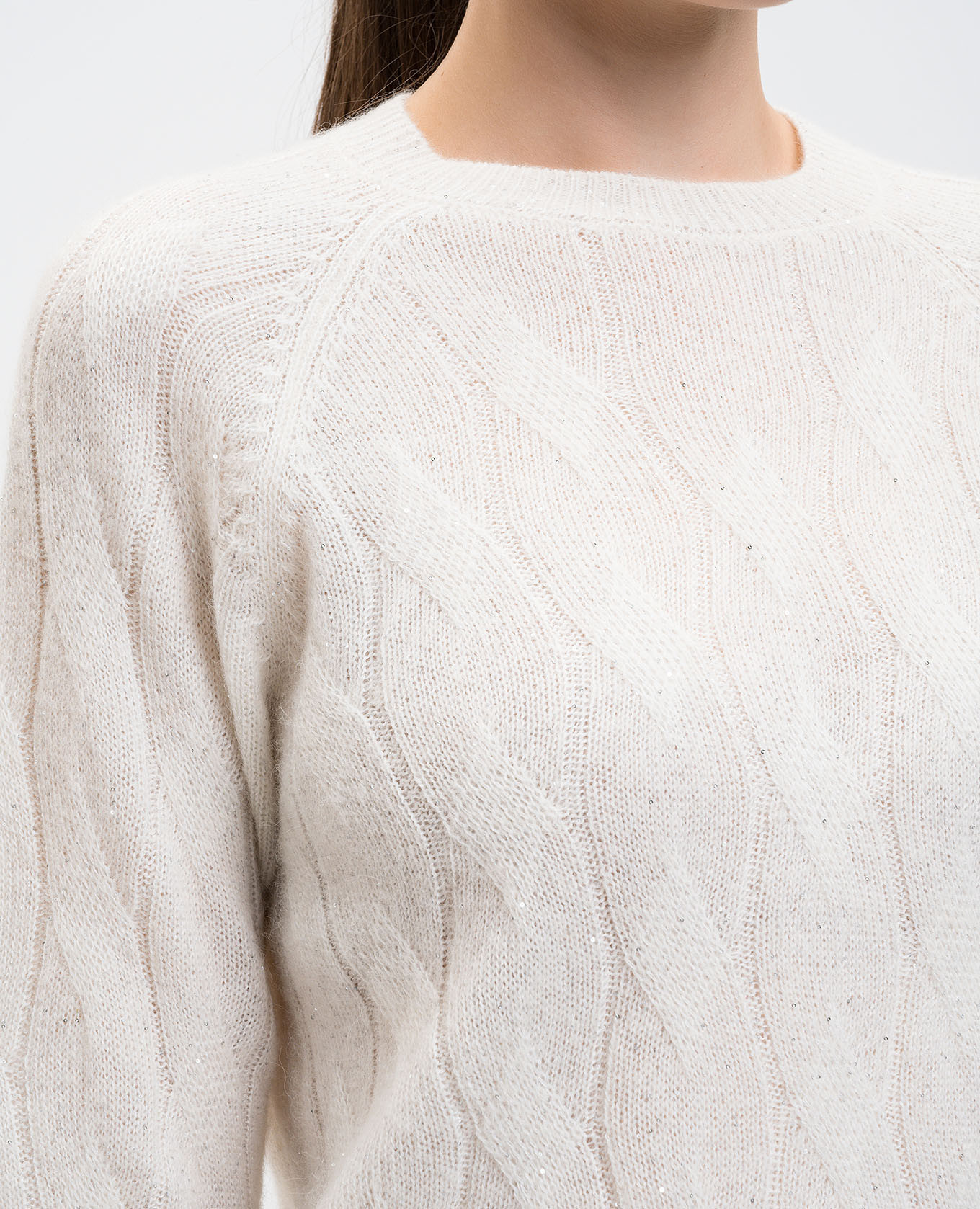 

White alpaca wool jumper with a pattern Peserico