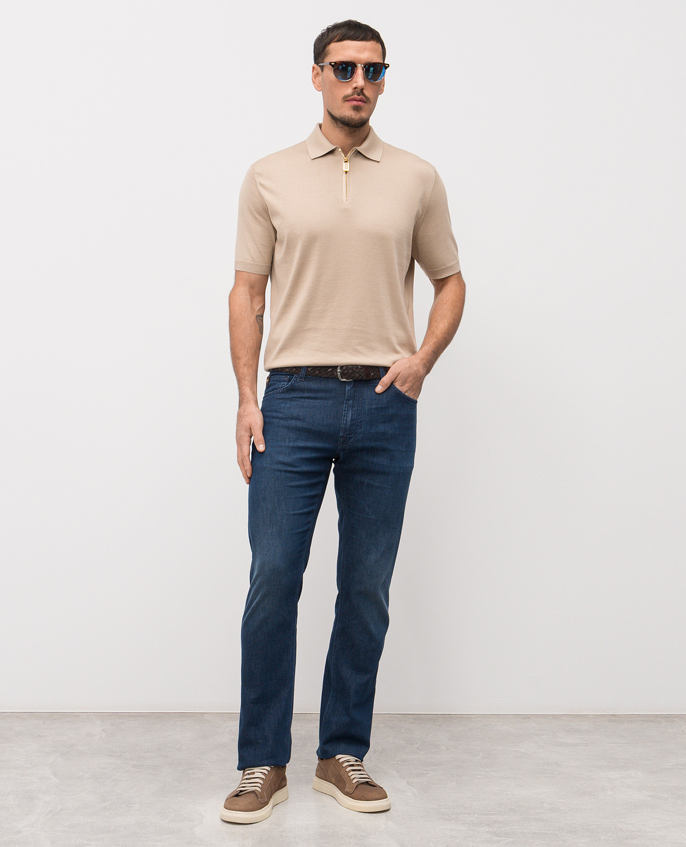 

Beige polo with silk Stefano Ricci