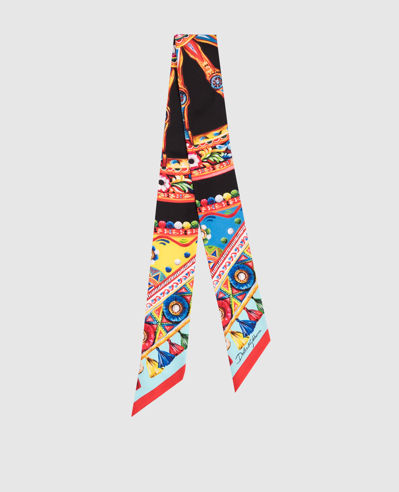 Black silk twill ribbon with branded Сarretto print