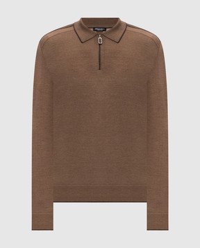 Stefano Ricci Brown silk and wool polo shirt K606432Z45F26319