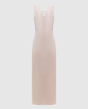 Peserico Beige dress with monil chain E023201940B