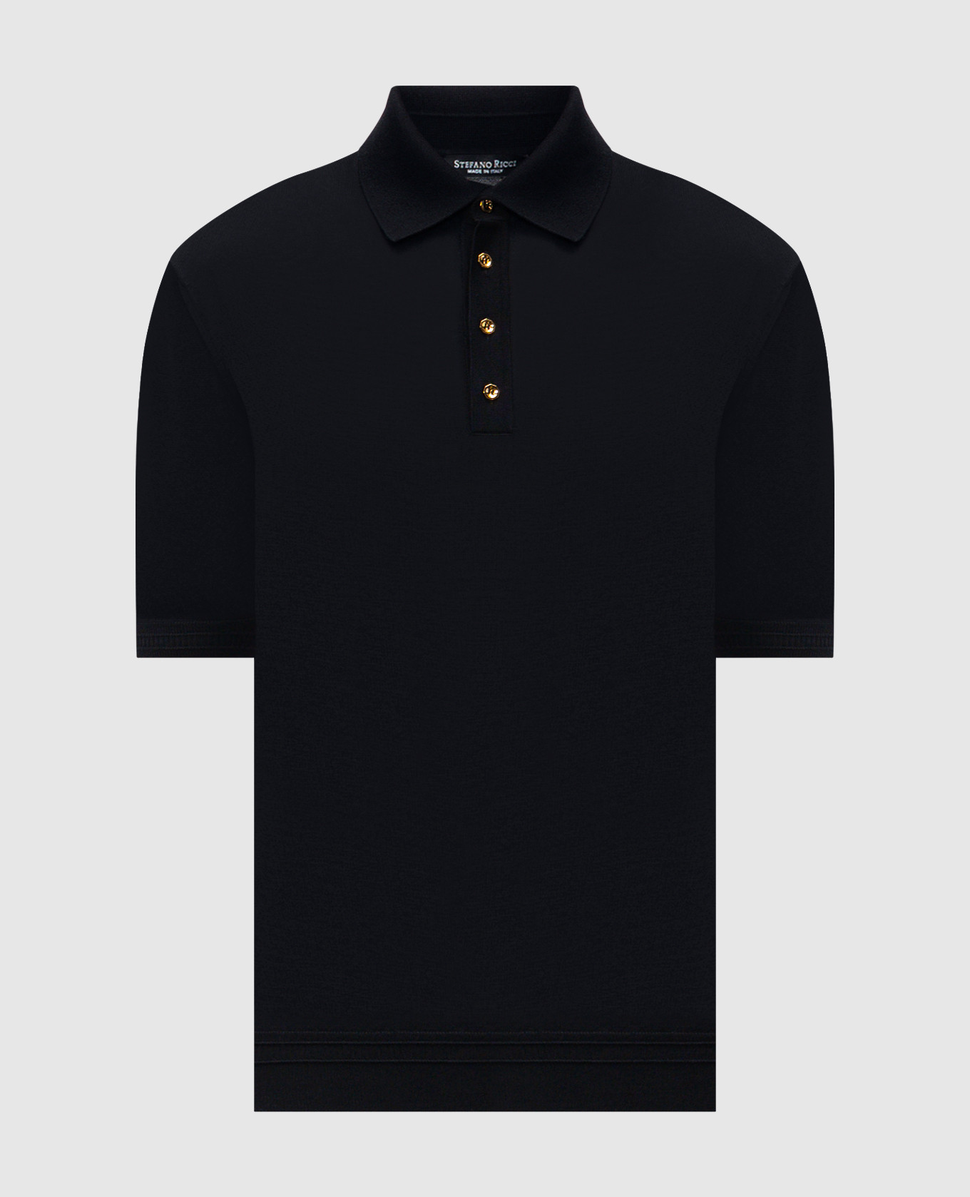 Black silk polo shirt