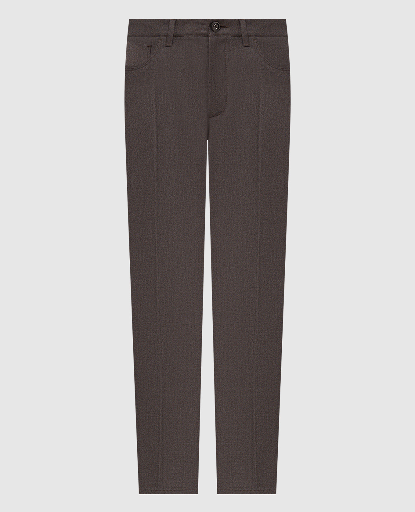 Grey wool trousers with logo patch