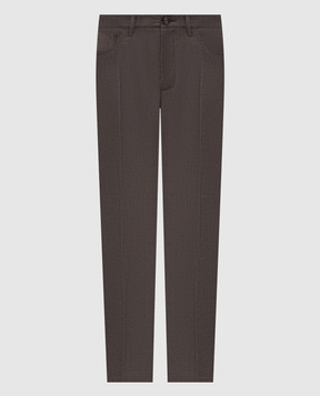 Stefano Ricci Grey wool trousers with logo patch M8T63B0050T989U