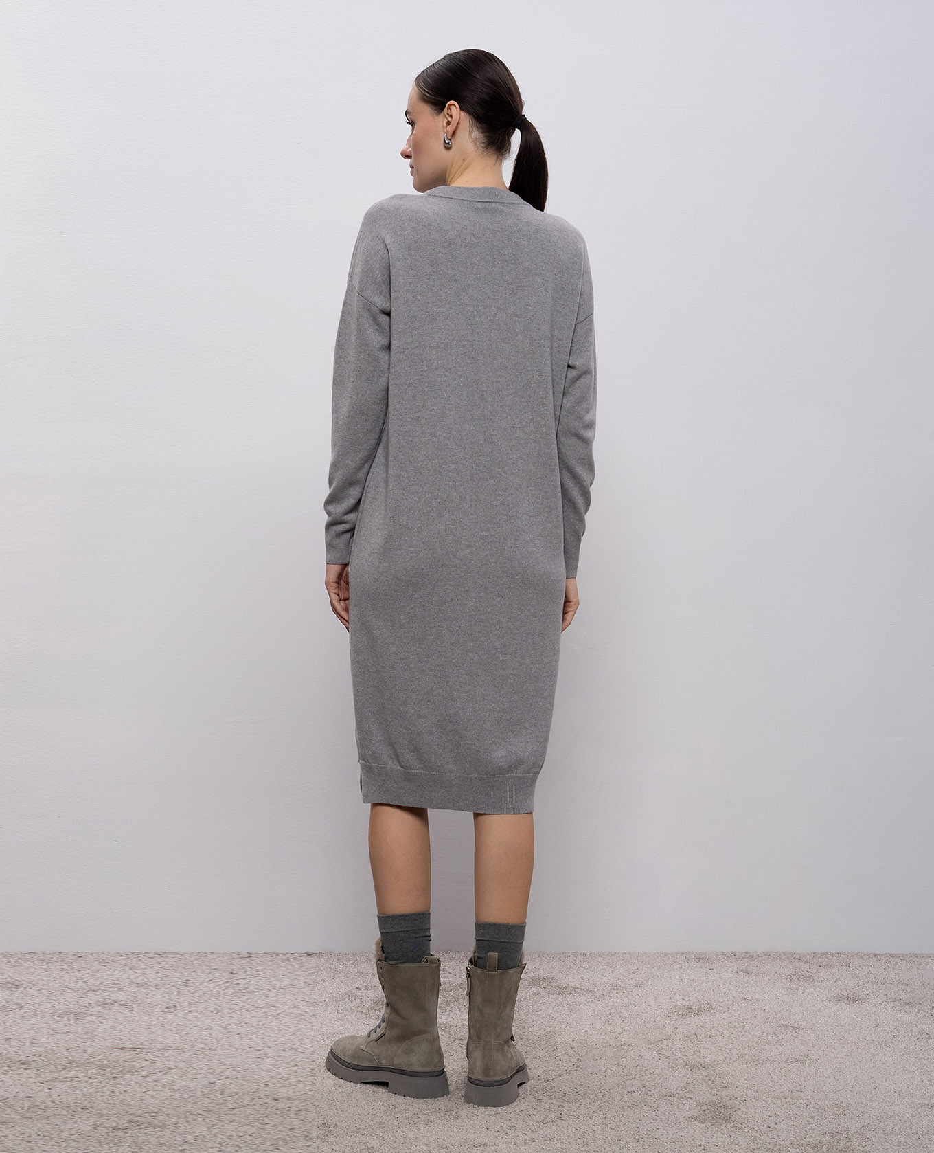 Gray dress made of wool, silk and cashmere Peserico 4