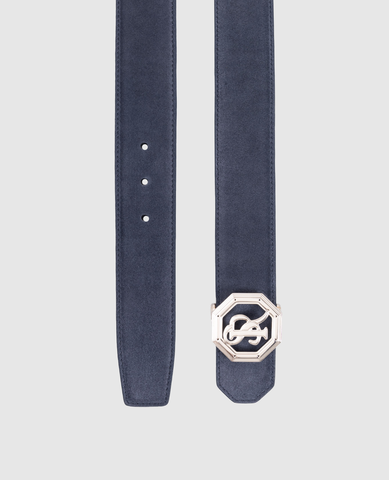 

Blue suede belt with monogram logo Stefano Ricci