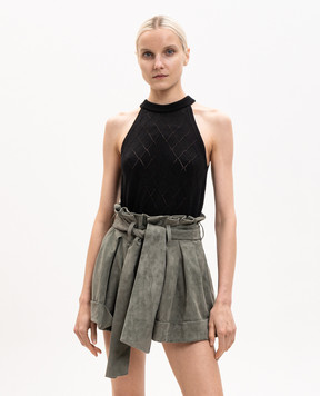 Balmain Black wool top with geometric pattern HF1AE089KJ99