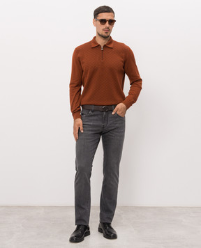 Stefano Ricci Terracotta cashmere and silk polo K808114P30F26379