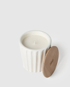 Brunello Cucinelli White scented candle in a ceramic candle holder MLCANDRV2