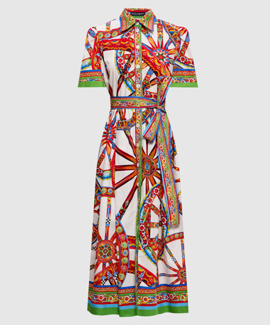 White printed shirt dress