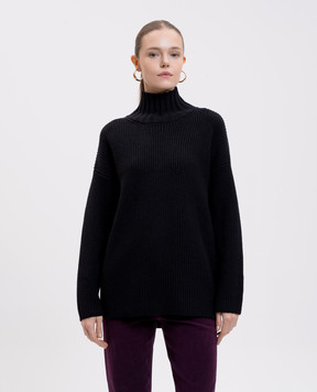 Twinset Black wool sweater with logo 252AT3140
