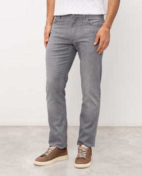 Stefano Ricci Grey jeans with logo patch MST61B2040T02139