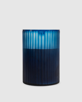 Onno Royal Blue XL candle with Ginger Fig scent in a glass candle holder ON283G