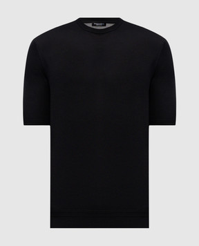 Stefano Ricci Black silk T-shirt with embroidered logo K616215G10F26101