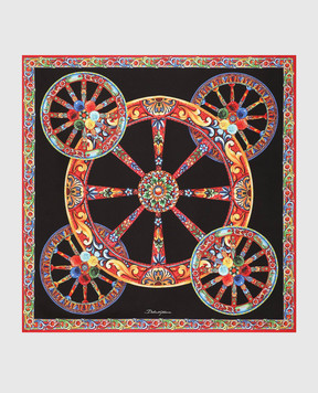 Dolce&Gabbana Black silk scarf with branded print FN092RGDDU4
