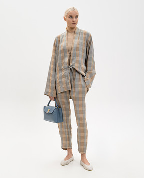 UMA WANG Juno beige checked cardigan UM6512