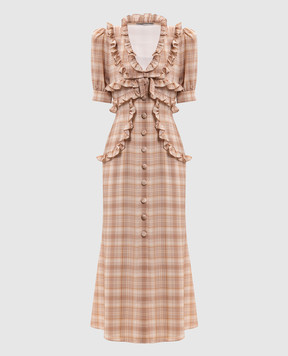Alessandra Rich Beige silk check dress FABX4450F4821